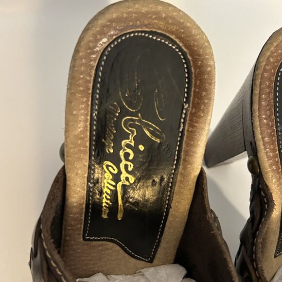 SBICCA Brown Braided Studded Leather Platform Mules w/4.5" Composite Heel 38/7.5 - Picture 5 of 10